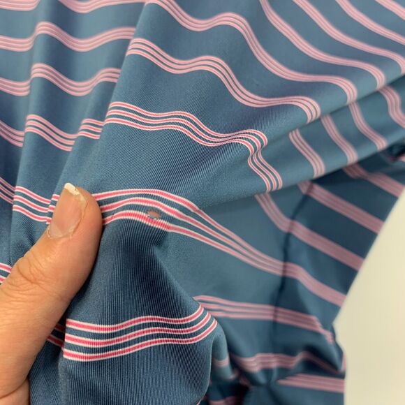 FJ FootJoy Shirt Mens L Large Blue Pink Striped Short Sleeve Golf Golfing Polo - Picture 10 of 16